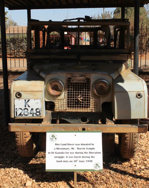 File:Front view of the Landrover that was donated to KK by a missionary to used during the liberation struggle.jpg